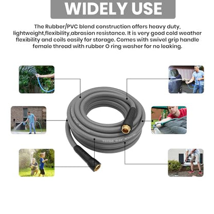 YOTOO Heavy Duty Hybrid Garden Water Hose 5/8-Inch by 75-Feet 150 PSI Kink Resistant, Flexible with Swivel Grip Handle and 3/4" GHT Solid Brass Fittings, Gray - color: Gray, size: 75 FT