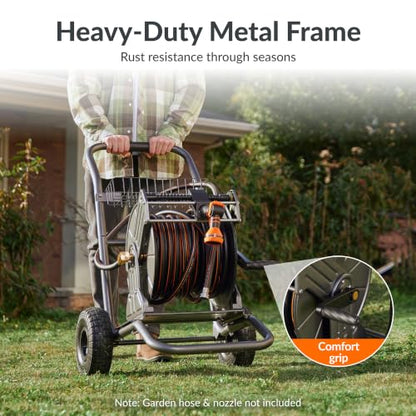 Giraffe Tools Garden Hose Reel Cart with Wheels, 200FT of 1/2 Capacity