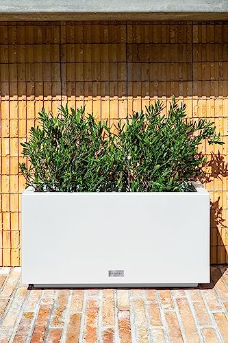 Veradek Block Series Long Box Planter - Rectangular Outdoor Planter - color: White, size: Small