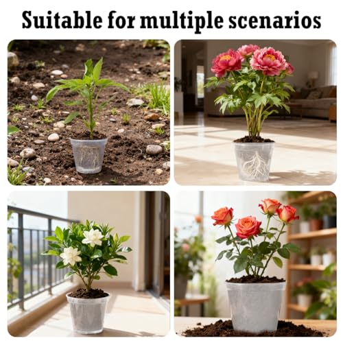 24 Pcs 4/5/6/7/8/9 Inch Clear Nursery Pots with Drainage Holes