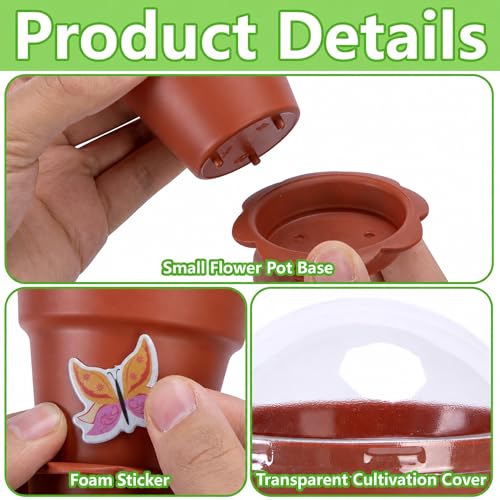 25 Packs Cupcake Plant Nursery Pots with Humidity Dome, Small Plastic Flower Plant Pots with 20 Sheet Stickers, Seeds Starter Pot Flower Planting Container for Seedlings Succulent Display (Wine Red) - color: 25 Packs With 20 Sheet Stickers