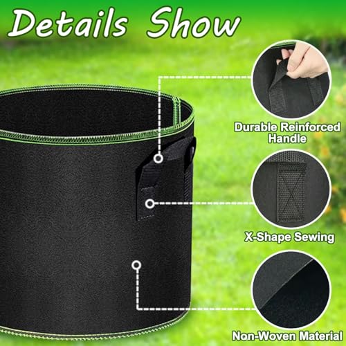 MEKOLIFE 3-Pack 5 Gallon Grow Bags, Nonwoven Planting Bags with Handles - size: 3Pack(5 Gallon)