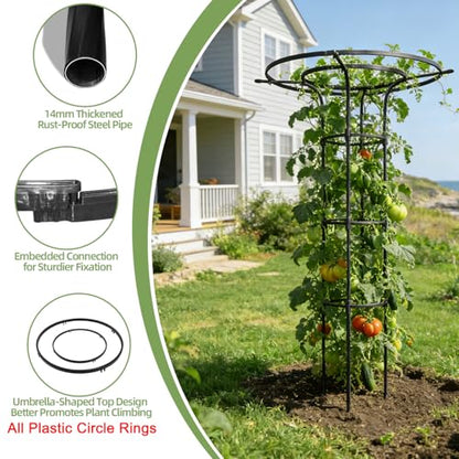 70.9 Inch Garden Trellis for Climbing Plants Outdoor, Mushroom Top Trellis - color: 5 Floors/Black