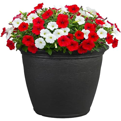 Sunnydaze Anjelica 24'' Large Plastic Planter Pot for Plants, Black - color: Matte Black, size: 24 in