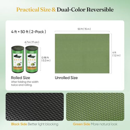 Grenebo 4FT x 100FT Non-Woven Weed Barrier Landscape Fabric - size: 4FT×100FT