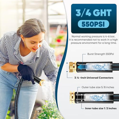CXEZSIK Garden Hose 50ft Lightweight Non-Expanding No-Knot(Black Lake Blue) - color: Black Lake Blue, size: 50FT