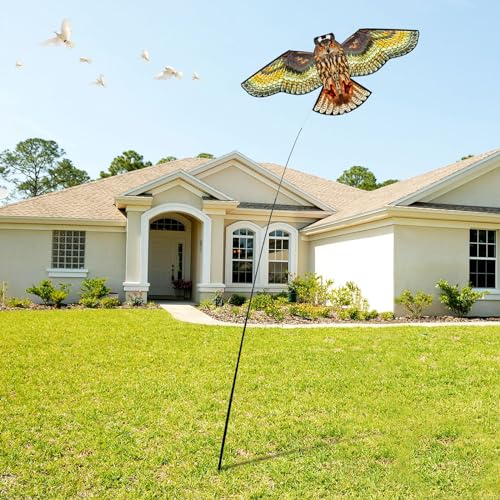 Bird Scarer Kite with 13ft Pole Bird Hawk Flying Kite-Owl Kite - color: multicoloured