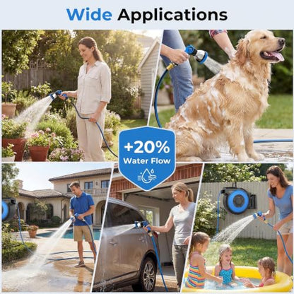 Retractable Garden Hose Reel, 5/8" x 90FT Automatic Retractable Water Hose Reel Wall Mount, with 10- Function Sprayer Nozzle, Any Length Lock/Auto Rewind/180°Swivel - size: 90 Ft