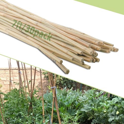 30Pcs / 7ft Bamboo Plant Stakes for Indoor Outdoor Plants, Garden Plant Support Sticks, Poles for Tomato Vegetables Beans Trees Potted Climbing Plants(0.32''-0.4'') - size: 7 FT 30PCS