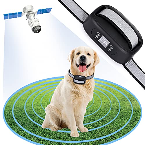 WIEZ GPS Wireless Dog Fence, Electric Dog Fence for Outdoor,Adjustable Warning Strength（98-3280ft）,Pet Containment System Suitable for Mos of Dogs(Balck) - size: Black for 1 dog