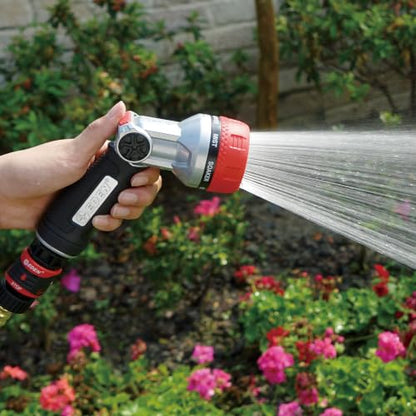 Eden Metal 7-Pattern Hose Nozzle: Thumb Control, Heavy-Duty Zinc Alloy - style: 7-Pattern