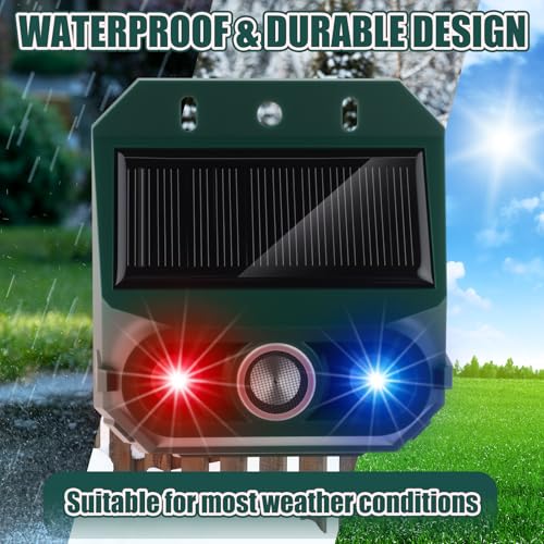 Qualirey 4 Pack Solar Ultrasonic Repellent Outdoor Animal Predator Lights Deterrent Motion Light Sensor Alarm Effective Night Animal Repellent for Chicken Coop Farm Raccoon Fox Deer