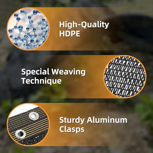 50% Shade Cloth for Garden, 6.5x10FT Black Mesh Tarp Net - color: Standard, size: 6.5FT x 10FT