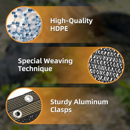 50% Shade Cloth for Garden, 6.5x10FT Black Mesh Tarp Net - color: Standard, size: 6.5FT x 10FT
