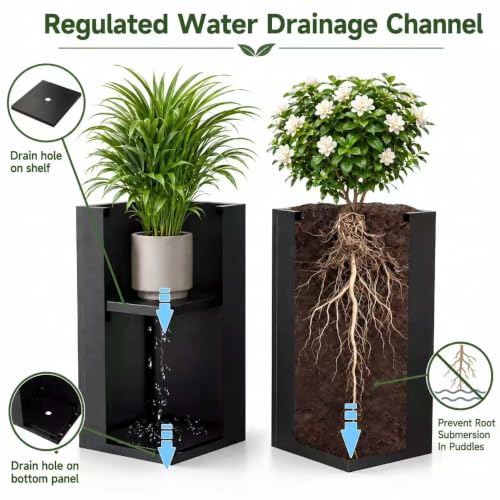 NicBex Tall Metal Square Planters Box Set of 6-24" H x 12" W Slim Black - color: Galvanized Steel - 6 Pack