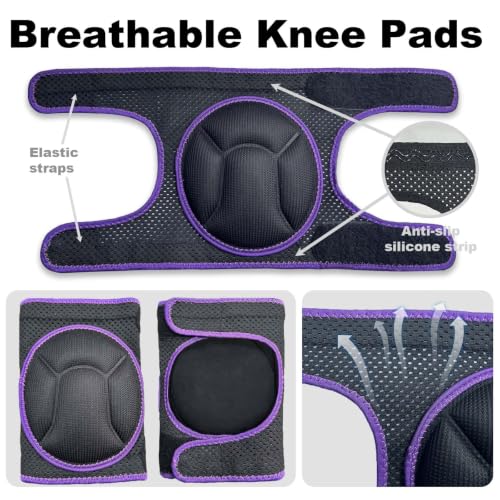 Gardening Knee Pads for Women Mens, Breathable Adjustable, Purple L, 1 Pair - color: Purple, size: Large