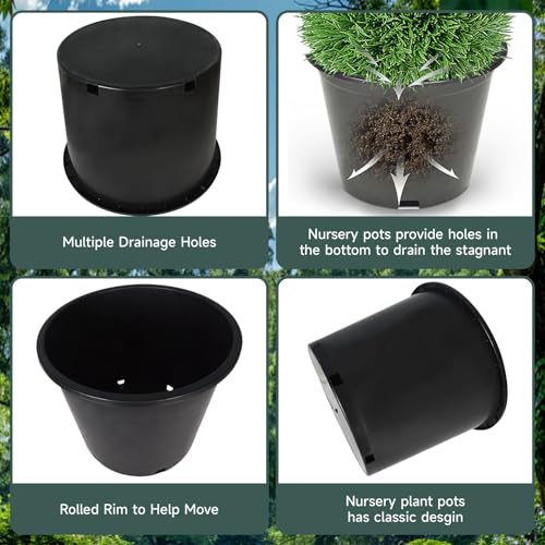 Plant Nursery Pot 7 Gallon Plastic Garden Planter Pots Flower Seedling Injection Molded Container Seed Starting Large Pot Set for Indoor Outdoor Plants Seedlings Vegetables - size: Standard 7 Gallon