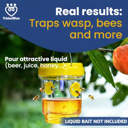 Solar Wasp Traps Outdoor Hanging 3 Pack Reusable Catcher with LED Light for Yellow Jackets Hornets Bees Flies Patio Porch Garden Backyard
