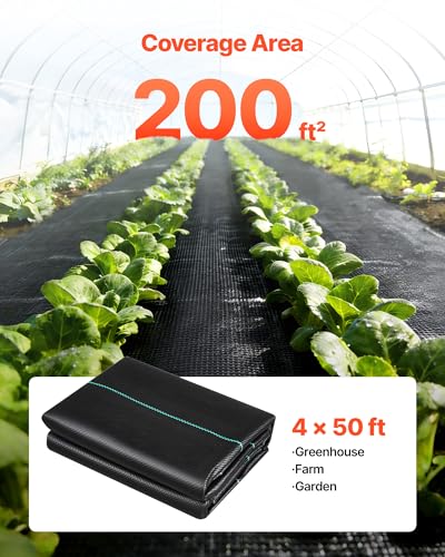 VEVOR 4x100FT 3.2oz Weed Barrier Fabric Heavy Duty, Landscape Fabric, Weed Blocker Fabric, Garden Weed Mat Lawn Fabric, Weed Control Fabric, Driveway Fabric, Ground Cover, Woven Landscape Cloth, Black - size: 4FT*50FT*2Packs-3.2oz