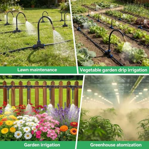 33Ft 1/4" Drip Irrigation System for Garden – Automatic Atomizing Sprinkler System for Outdoor Plants Raised Bed, Yard, Potted Plants & Lawn - size: 33FT 1/4'' Main tube