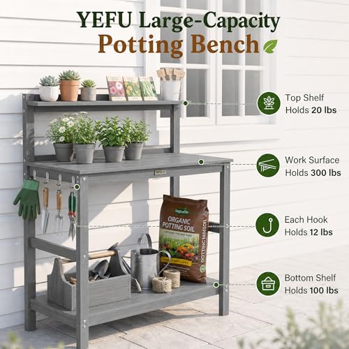 YEFU Potting Table, All-Weather Resistant,Grey - color: Gray, size: Classic