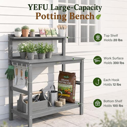 YEFU Potting Table, All-Weather Resistant,Grey - color: Gray, size: Classic