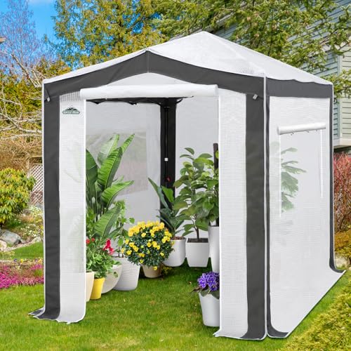EAGLE PEAK 8x6 Walk in Pop Up Greenhouse, Gray/White - color: Gray/White, size: 8x6