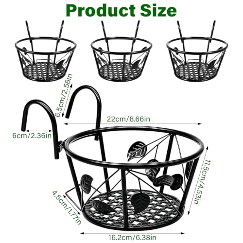 3 Pack Round Hanging Railing Planters,Indoor Porch Railing Planters
