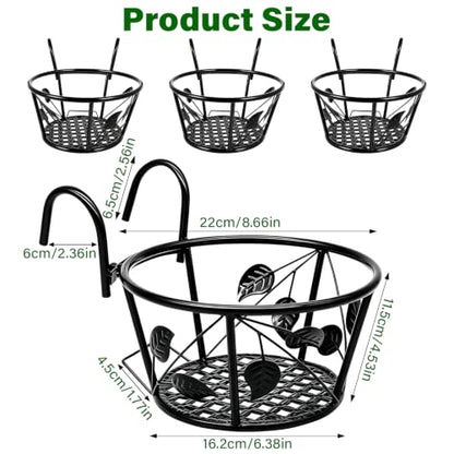 3 Pack Round Hanging Railing Planters,Indoor Porch Railing Planters