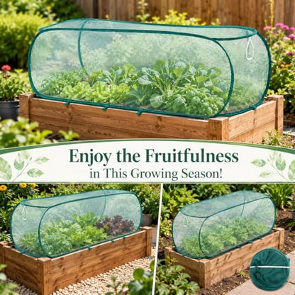 1PC Pop Up Garden Plant Cover 47" x 18" x 16"-Collapsible Mesh Plant Cover with 30% Sunblock Shade Cloth for Raised Garden Bed, Outdoor Plant Cover Against Birds, Rabbits & Squirrels - size: 1 Pack