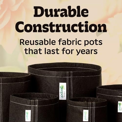 GeoPot 1 Gallon Fabric Grow Bags for Vegetables, Houseplants, Herbs & Flowers | 10-Pack | Fabric Pots for Outdoors and Indoors, Aerated Fabric Grow Bags - size: 1 Gallon (10-Pack), style: No Handles