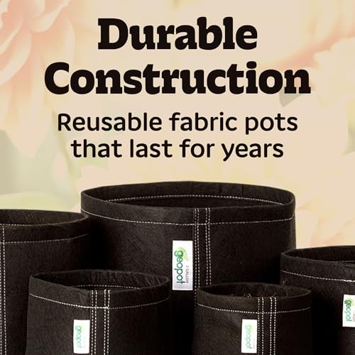 GeoPot 7 Gallon Fabric Grow Bags for Vegetables, Houseplants, Herbs & Flowers |5-Pack| Fabric Pots for Outdoors and Indoors, Aerated Fabric Grow Bags - size: 7 Gallon (5-Pack), style: No Handles