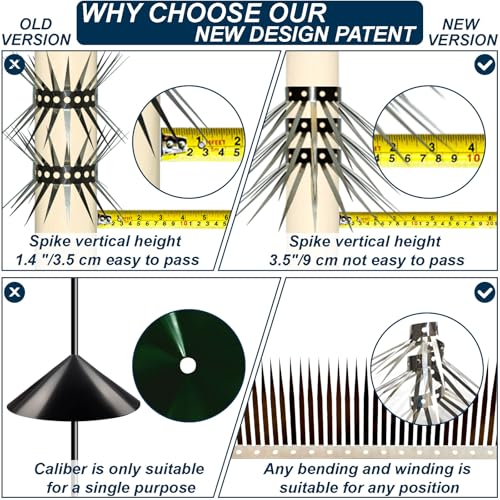 Bird Spikes, Squirrel Spikes and Squirrel Baffles Keep Raccoons, Cats and Snakes Away from Gardens, Fences and Climbing Bird Feeder Poles. (80 inches) - size: 80 inches