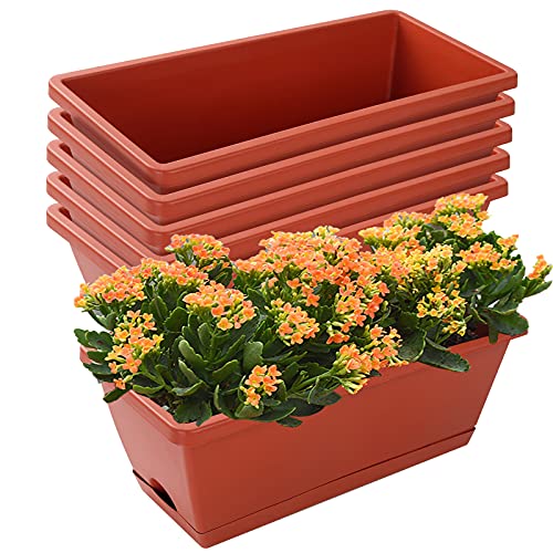 Window Box Planter,7 Pack Plastic Vegetable Flower Planters Boxes - color: Red, size: 16.6 x 7 x 5.9 inches