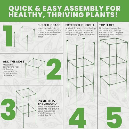 3 Pack 41" Square Tomato Cages for Garden - Large Tomato Trellis Stakes - size: 3 Pack, 41 Inches