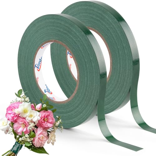 Green Floral Wrapping Tape 1/2" x 60Yard 2 Roll Floral Waterproof Tape - size: 2Roll 0.5in*60yd