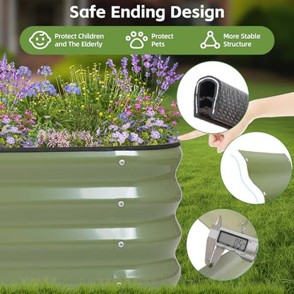 4-in-1 Modular Raised Garden Bed Kit - Adjustable Sizes (5x3x1ft, 4x4x1ft, 6x2x1ft, 7x1x1ft) - Heavy Duty Galvanized Steel Planter Box with Bracing Rods & Gloves for Vegetables, Fruits - color: Green, size: 5×3×1FT