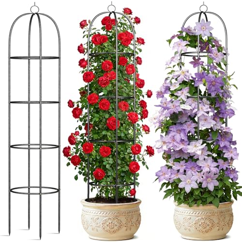 Metal Trellis for Climbing Plants Outdoor, 2026 Upgrade 100% Metal with Powder Coating, Rose, Flowers, Grape, Pea, Cucumber Tomato Cage - 6.3 FT Freestanding Plant Support