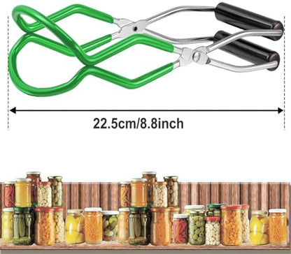 Canning Jar Lifter Tongs - Stainless Steel Jar Lifter with Rubber Grips - color: Green