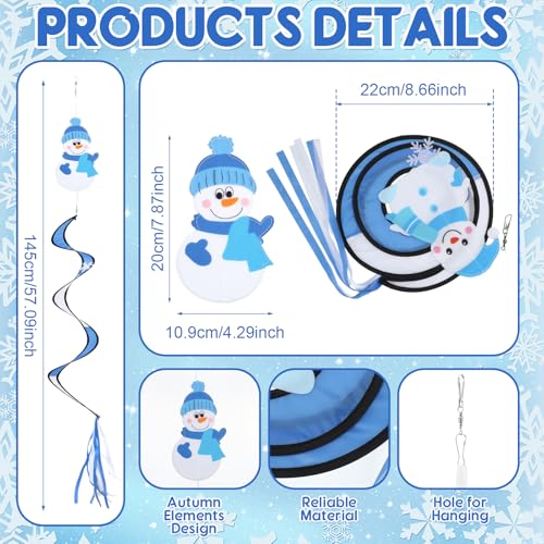 Beeveer 4 Pcs 51" Snowman Wind Socks Winter Outdoor Nylon Windsock - style: Sonwman