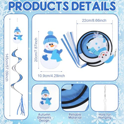 Beeveer 4 Pcs 51" Snowman Wind Socks Winter Outdoor Nylon Windsock - style: Sonwman