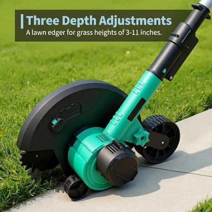 20V Cordless Lawn Edger, 9-Inch Blade with 3-Position Depth, 4000mAh Battery & Charger Included, Lightweight Edger for Lawns, Driveways, Sidewalks