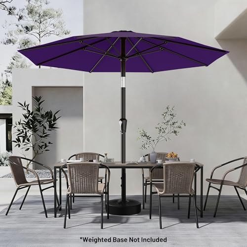 AreShark 9FT Outdoor Patio Umbrella with Tilt and Crank, Dark Purple - color: Dark Purple, size: 9ft