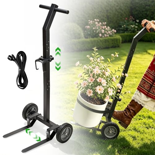 Garden Pot Mover Heavy Duty 175 LBS Plant Mover Cart with Adjustable Grabbing Arm, Strap & Suction Cups, Plant Caddy with Wheels for Indoor Outdoor Planters