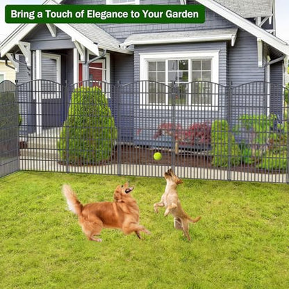 10 Panel No Dig Decorative Garden Fence 48" H x 22.6'L Outdoor Dog Barrier - size: 48 in(H) X 22.6 ft(L)