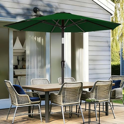 AreShark 9FT Outdoor Patio Umbrella with Tilt and Crank, Dark Green - color: Dark Green, size: 9ft