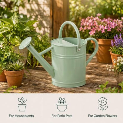 1 Gallon Metal Watering Can for Indoor Outdoor Plants, Pale Mint - color: Pale Mint