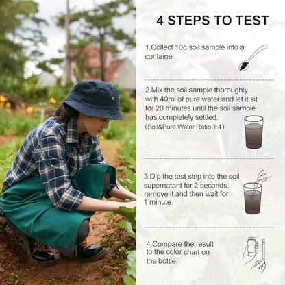 Soil pH Test Kit-125 Soil pH Test Strips (3-9 Range) for Gardens Lawns - color: Soil pH Test Strips