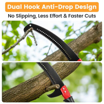 14FT Pole Saw for Tree Trimming, Manual Tree Pruner with Sharp Blade, Detachable Extension Pole, Lightweight Long Reach Branch Cutter for Yard Garden Patio Forestry - size: 14FT