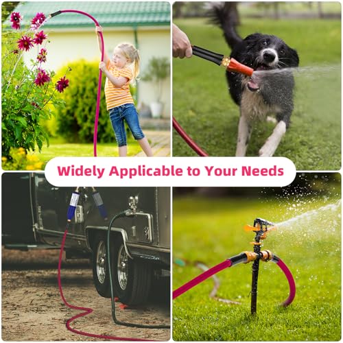 WELLUCK Garden Hose 5/8 in x 25 ft, Heavy Duty Durable Anti Kink Flexible Garden Water Hose for Drinking Water Safe BPA Free, All-weather Lightweight Water Hose for Garden RV Camper Marine - size: 5/8 in x 25FT, style: Pink